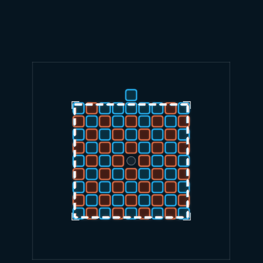 Native renderer fixture of a completed 9×9 square at compression onset.
