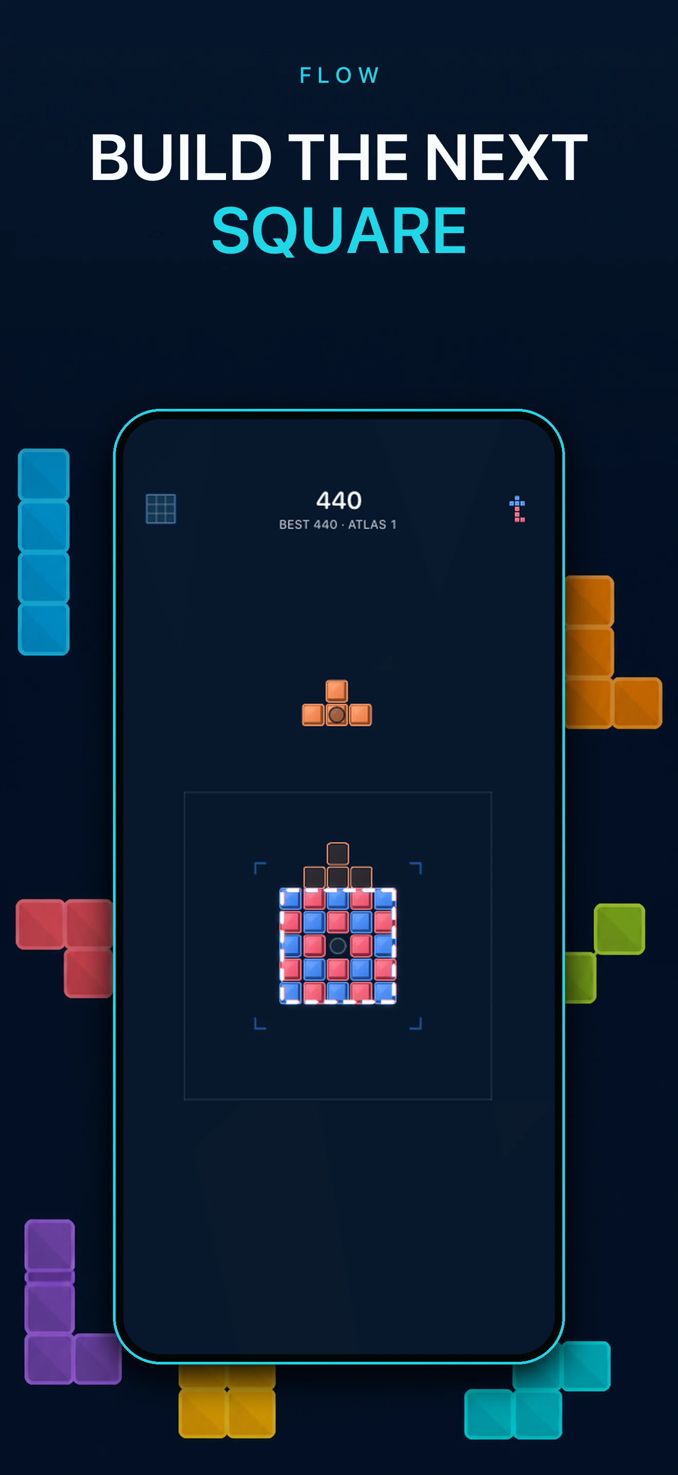 Tetrifold FLOW mode building the next square