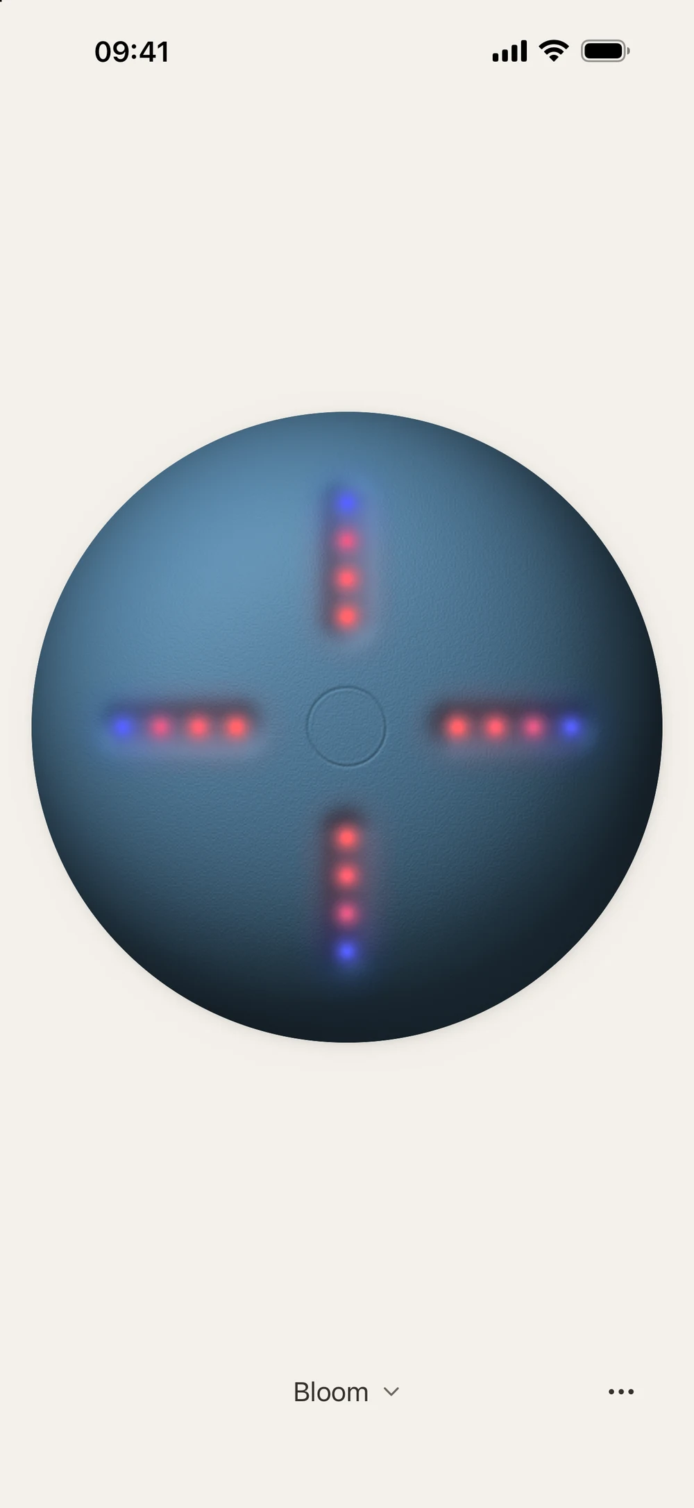Tondo’s blue circular player and glowing touch strips in light appearance